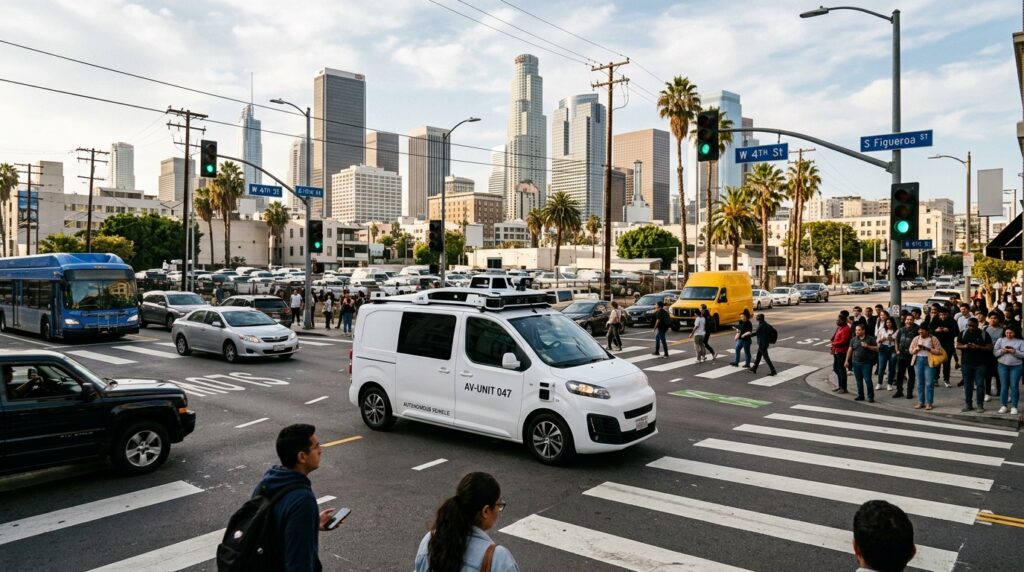 Accidente con robotaxi y vehículo autónomo en Los Ángeles en 2026