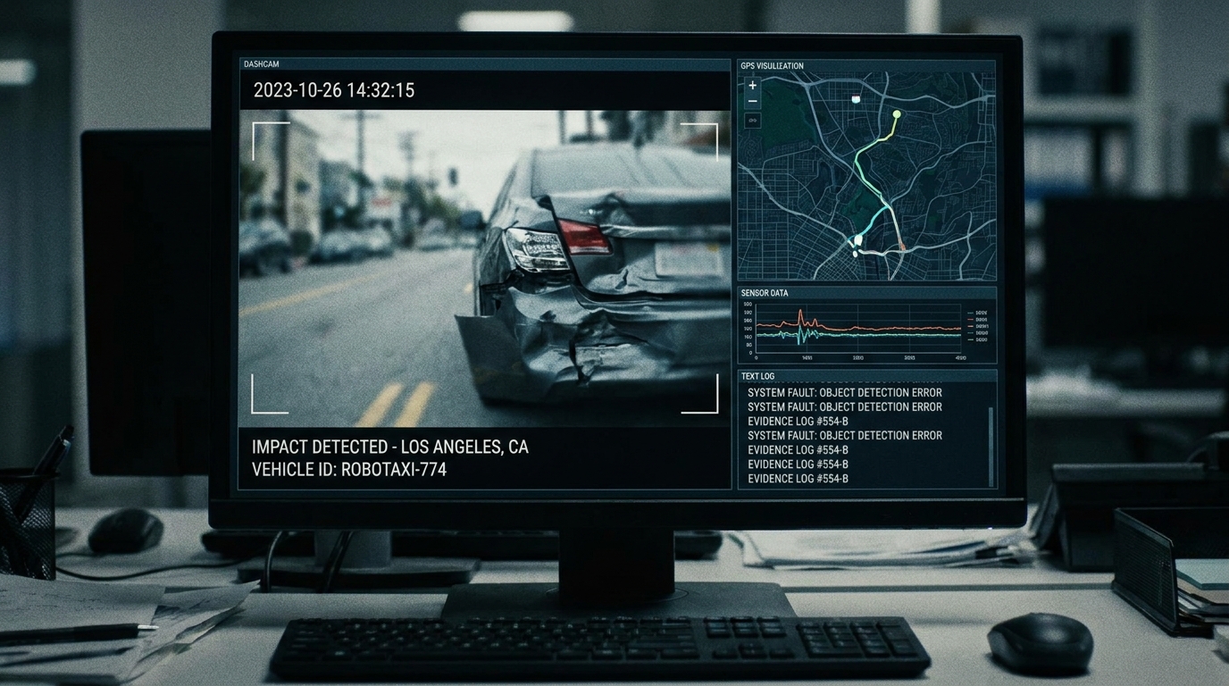 Evidencia digital de un accidente con robotaxi en Los Ángeles
