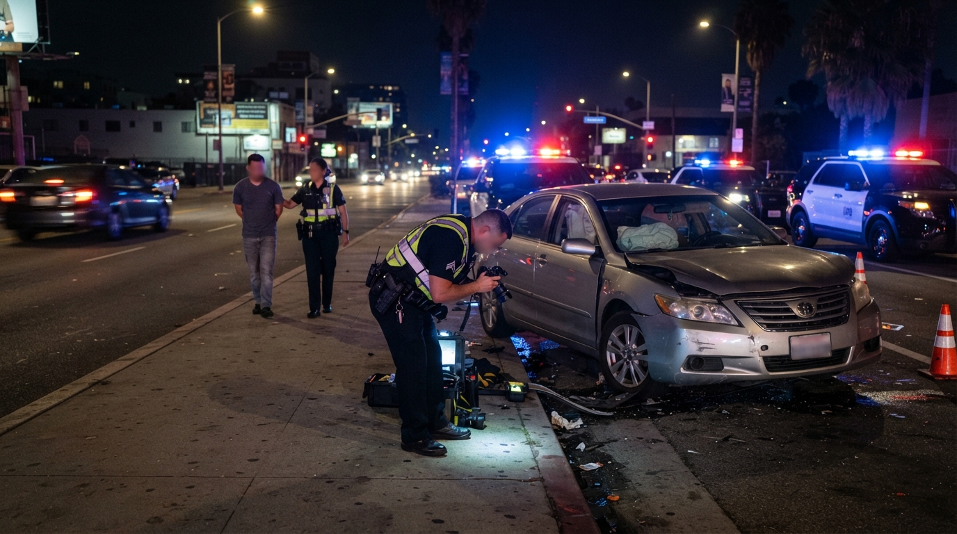 Investigación de un accidente causado por un conductor sospechoso de DUI en California